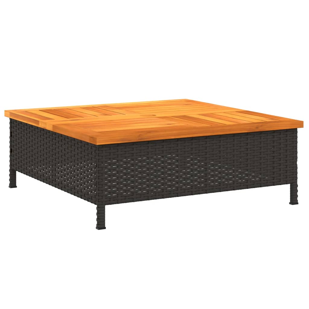 Parasolvoetbedekking 70x70x25 cm poly rattan acaciahout zwart