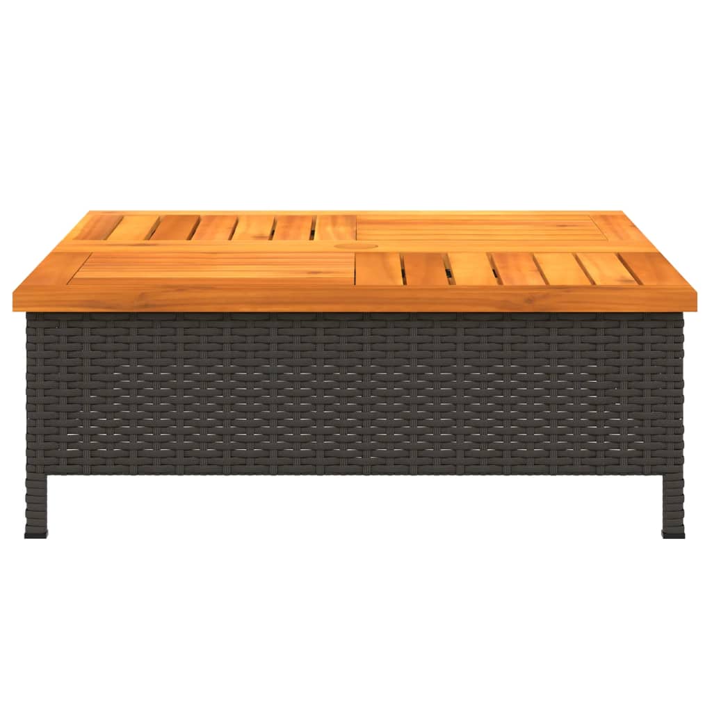 Parasolvoetbedekking 70x70x25 cm poly rattan acaciahout zwart