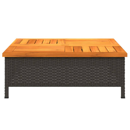 Parasolvoetbedekking 70x70x25 cm poly rattan acaciahout zwart