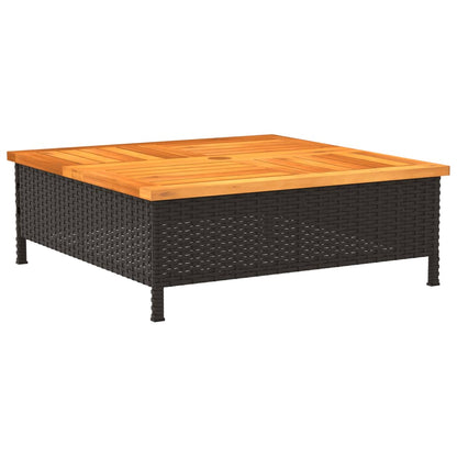 Parasolvoetbedekking 70x70x25 cm poly rattan acaciahout zwart