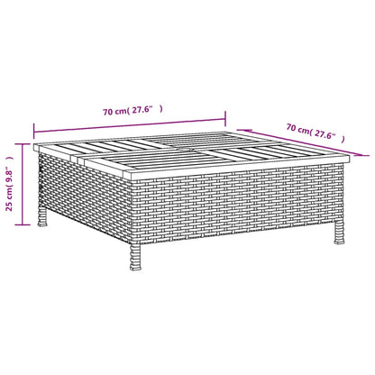 Parasolvoetbedekking 70x70x25 cm poly rattan acaciahout zwart