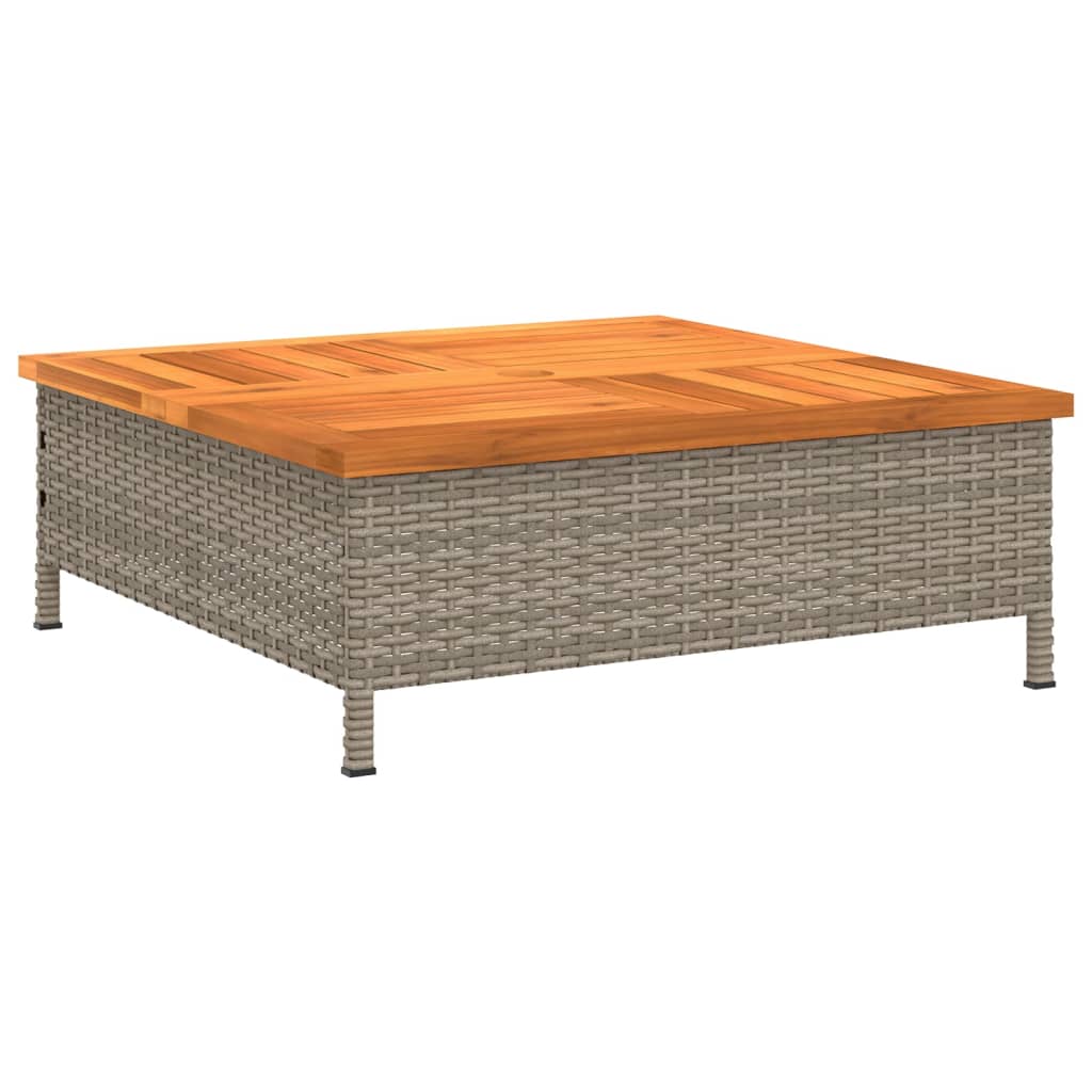 Parasolvoetbedekking 70x70x25 cm poly rattan acaciahout grijs