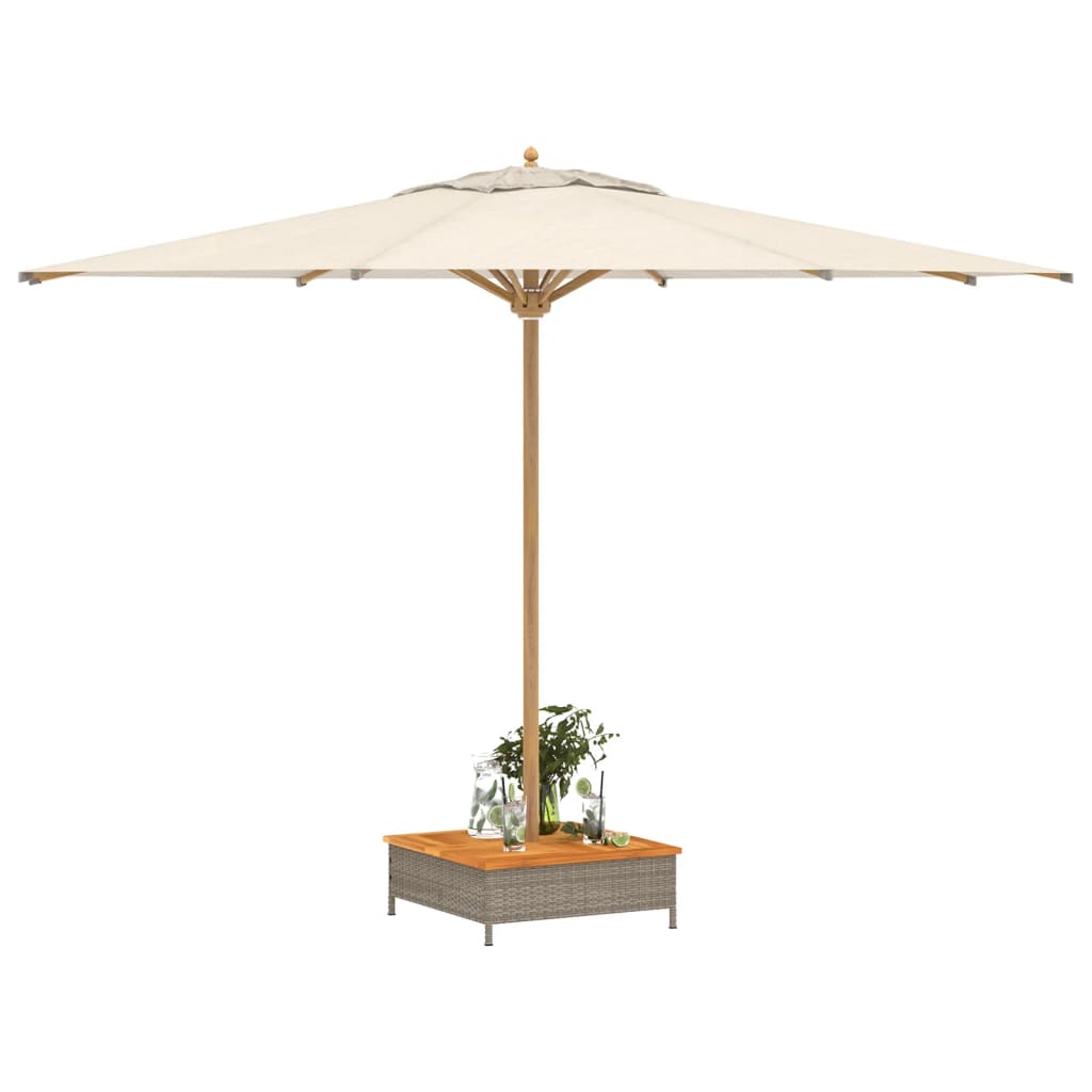 Parasolvoetbedekking 70x70x25 cm poly rattan acaciahout grijs