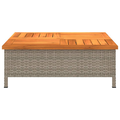 Parasolvoetbedekking 70x70x25 cm poly rattan acaciahout grijs