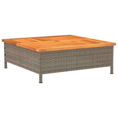 Parasolvoetbedekking 70x70x25 cm poly rattan acaciahout grijs