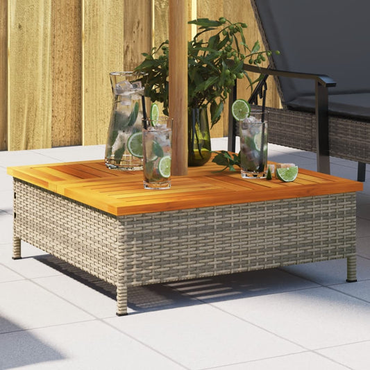 Parasolvoetbedekking 70x70x25 cm poly rattan acaciahout grijs