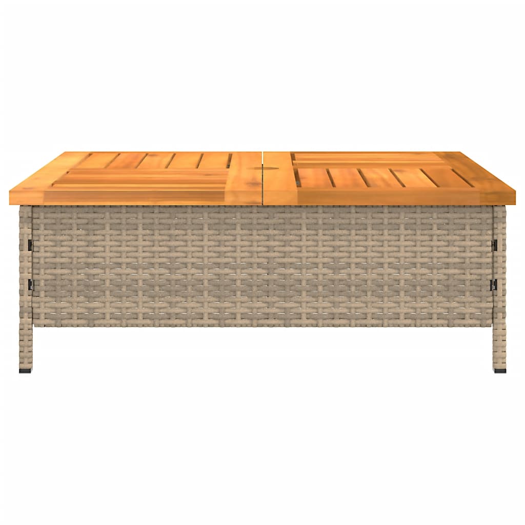 Parasolvoetbedekking 70x70x25 cm poly rattan acaciahout beige