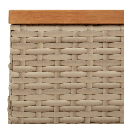 Parasolvoetbedekking 70x70x25 cm poly rattan acaciahout beige