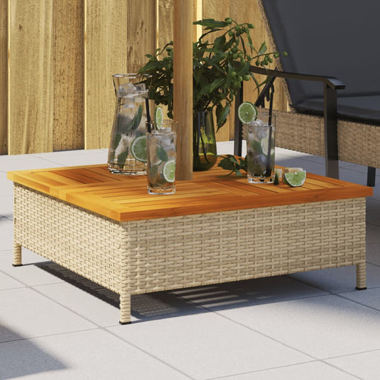 Parasolvoetbedekking 70x70x25 cm poly rattan acaciahout beige