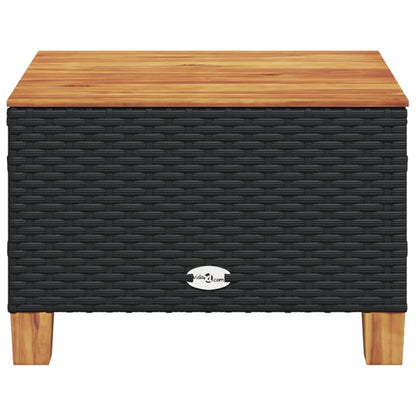 Tuintafel 55x55x36 cm poly rattan en acaciahout zwart