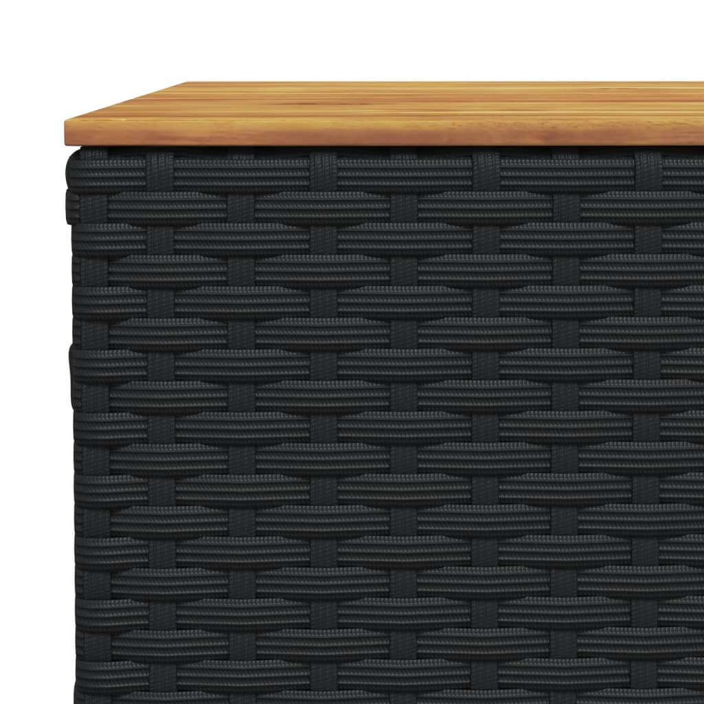 Tuintafel 55x55x36 cm poly rattan en acaciahout zwart