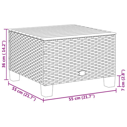 Tuintafel 55x55x36 cm poly rattan en acaciahout zwart