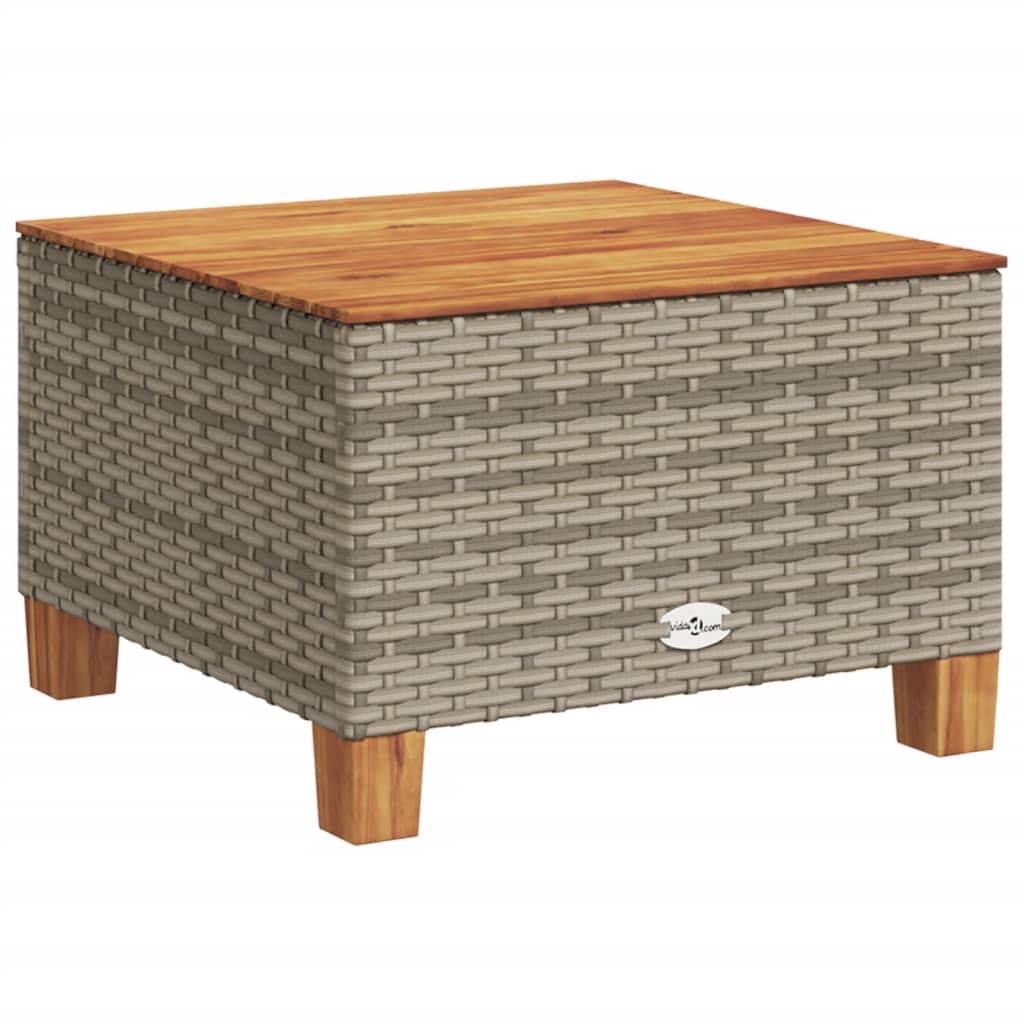 Tuintafel 55x55x36 cm poly rattan en acaciahout grijs