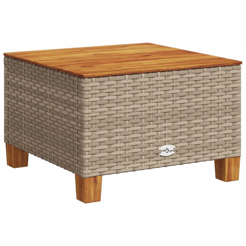 Tuintafel 55x55x36 cm poly rattan en acaciahout beige