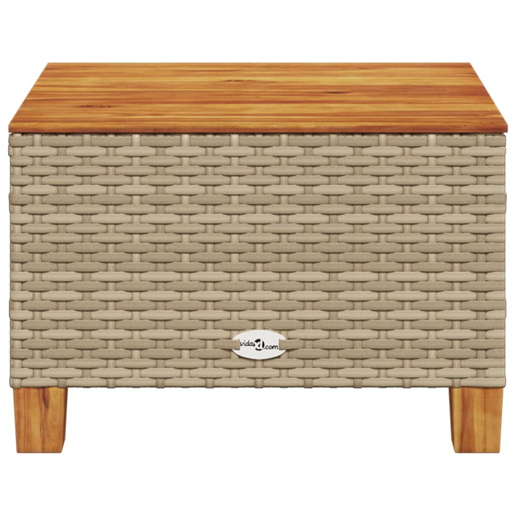 Tuintafel 55x55x36 cm poly rattan en acaciahout beige