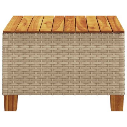 Tuintafel 55x55x36 cm poly rattan en acaciahout beige