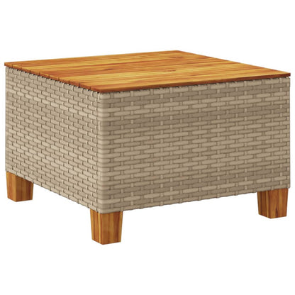 Tuintafel 55x55x36 cm poly rattan en acaciahout beige