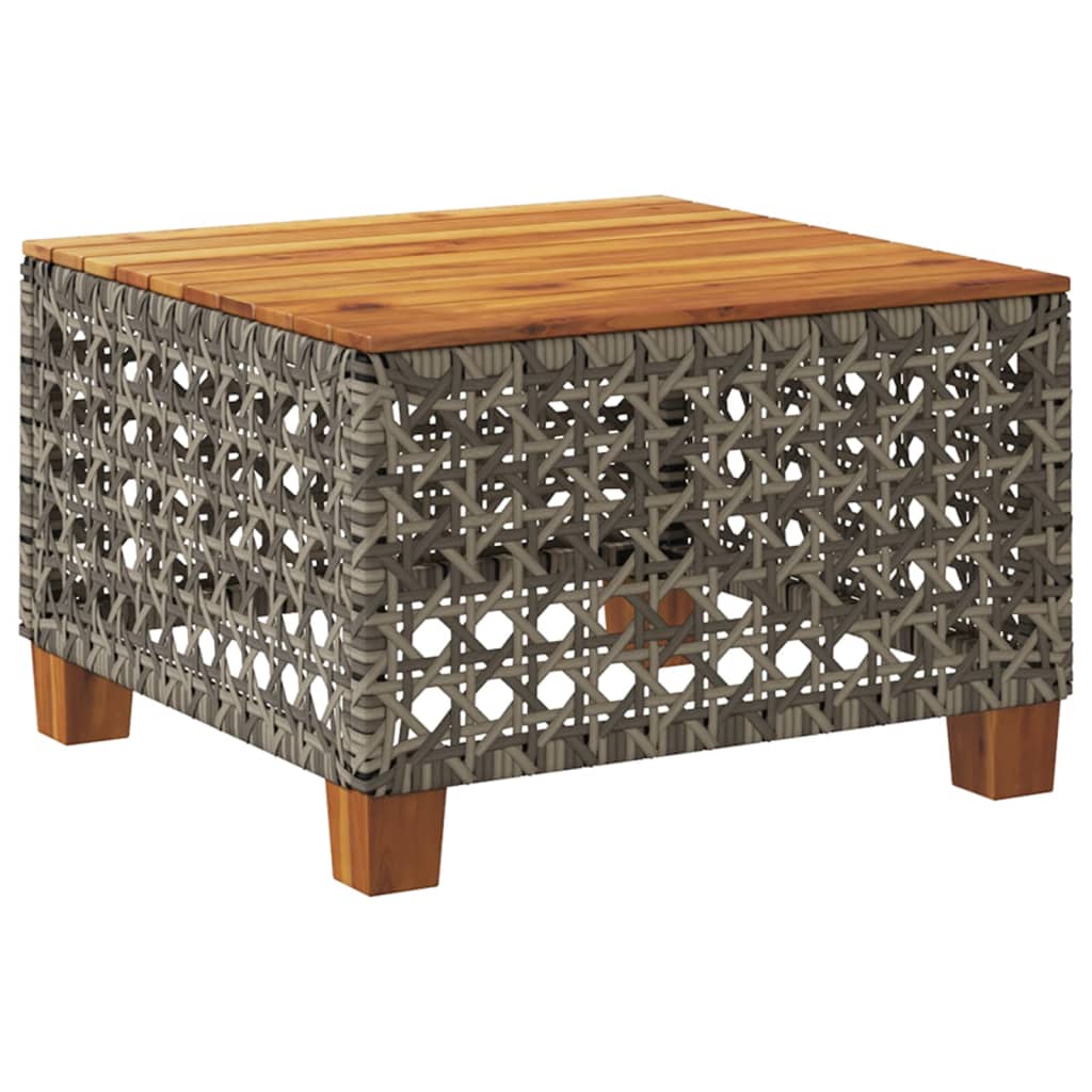 Tuintafel 55x55x36 cm poly rattan en acaciahout grijs