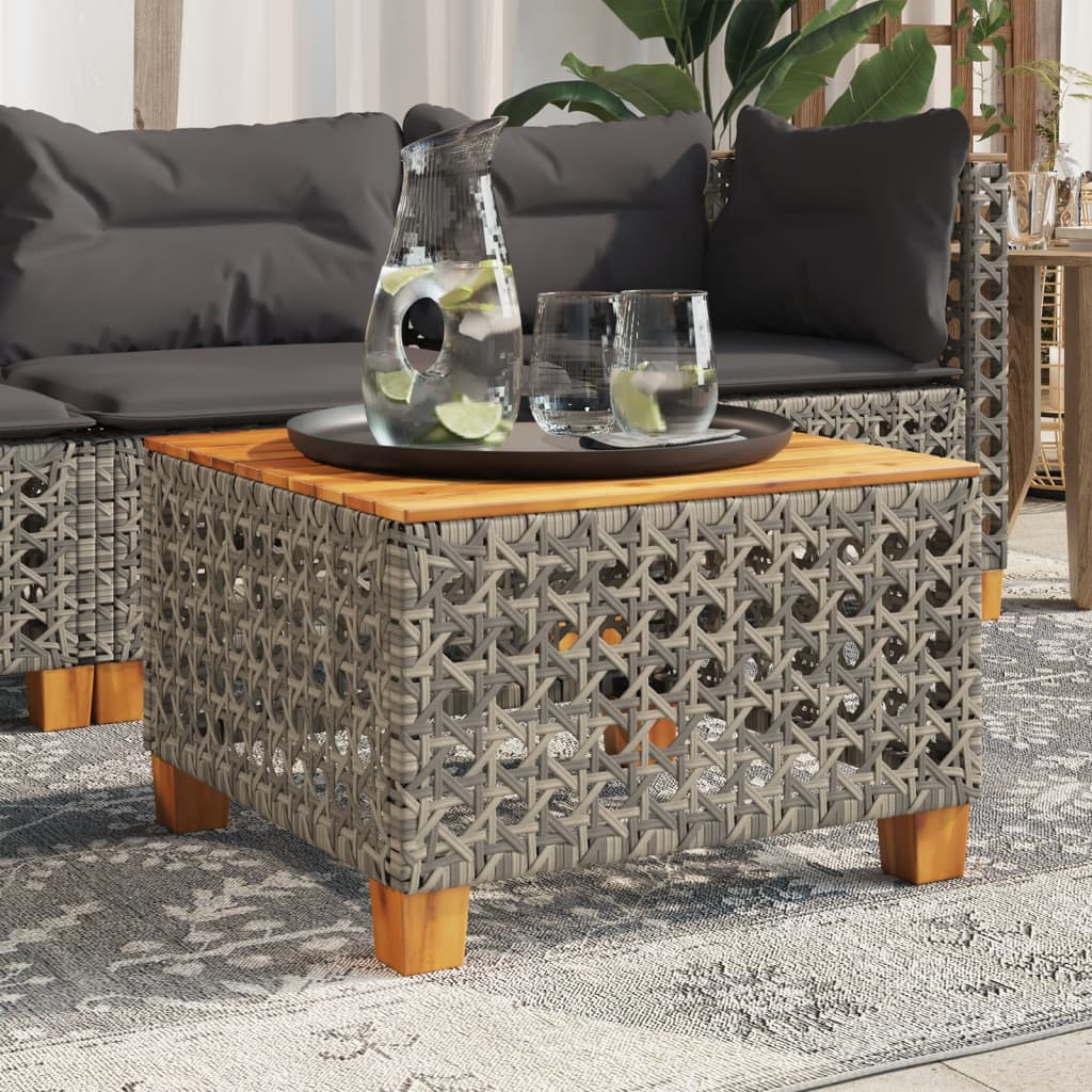 Tuintafel 55x55x36 cm poly rattan en acaciahout grijs