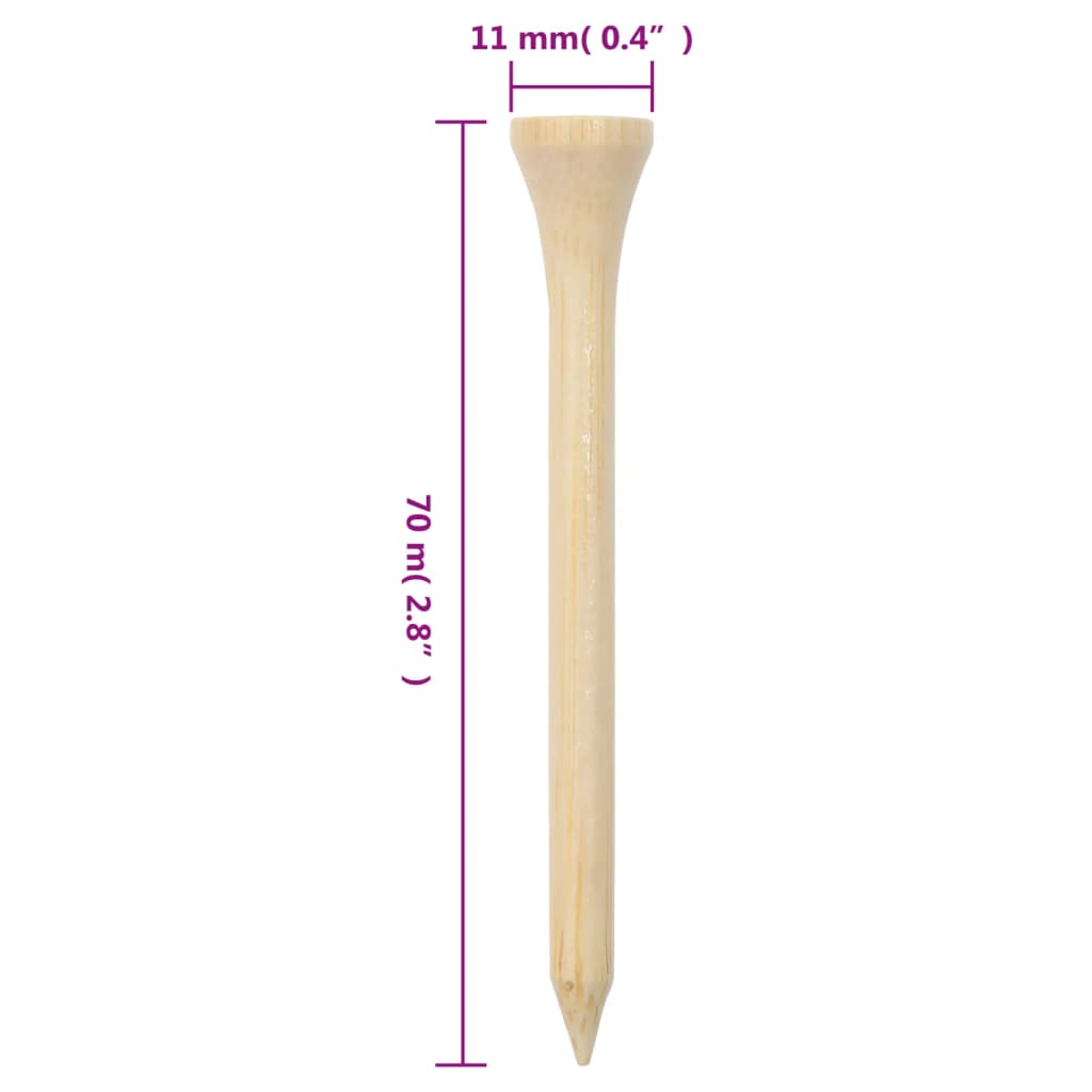 1000 st Golftees 70 mm bamboe