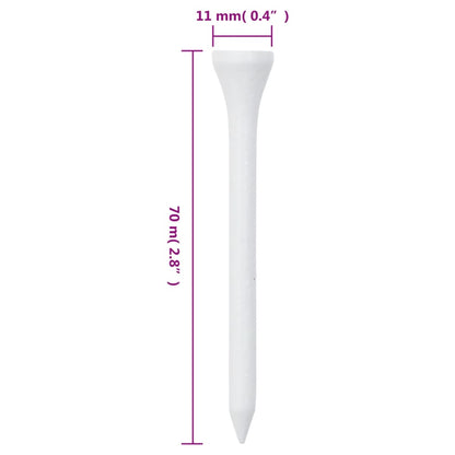 1000 st Golftees 70 mm bamboe wit