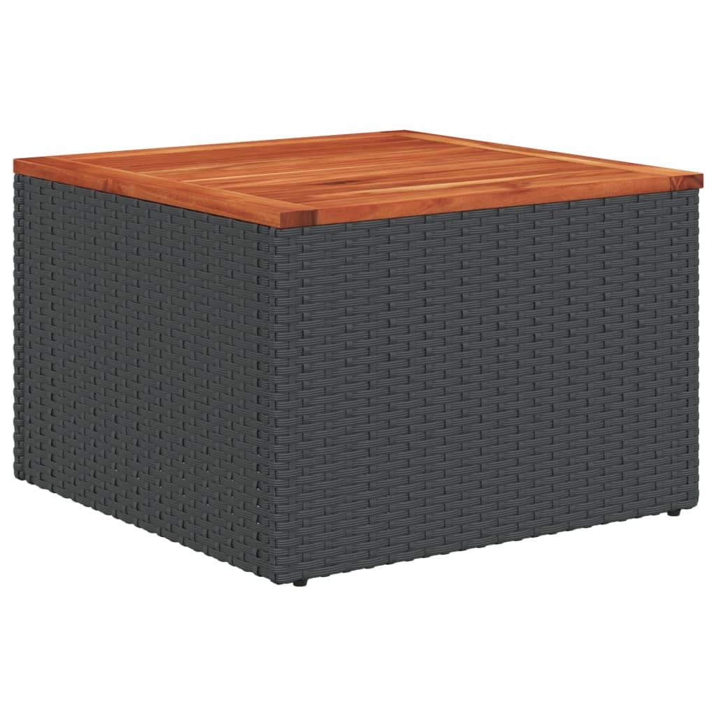 Tuintafel 55x55x37 cm poly rattan en acaciahout zwart