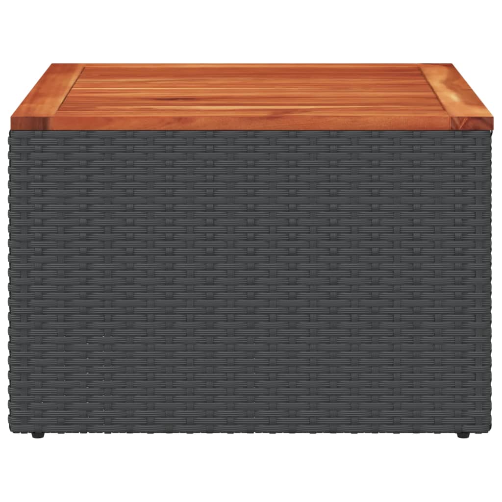 Tuintafel 55x55x37 cm poly rattan en acaciahout zwart