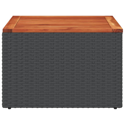 Tuintafel 55x55x37 cm poly rattan en acaciahout zwart