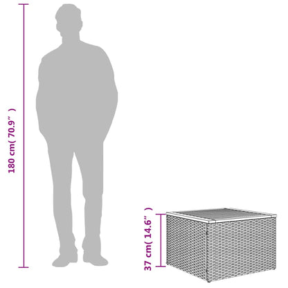 Tuintafel 55x55x37 cm poly rattan en acaciahout zwart