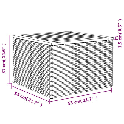 Tuintafel 55x55x37 cm poly rattan en acaciahout zwart