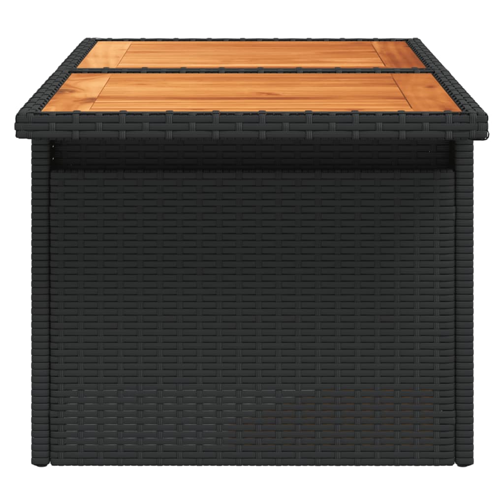 Tuintafel 100x55x73 cm poly rattan en acaciahout zwart