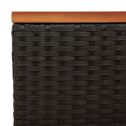 Tuinbijzettafels 2 st 55x34x37 cm hout poly rattan zwart