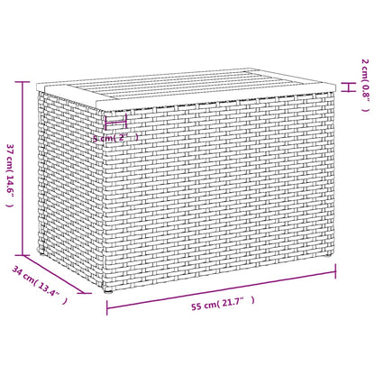 Tuinbijzettafels 2 st 55x34x37 cm hout poly rattan zwart