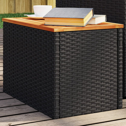 Tuinbijzettafels 2 st 55x34x37 cm hout poly rattan zwart