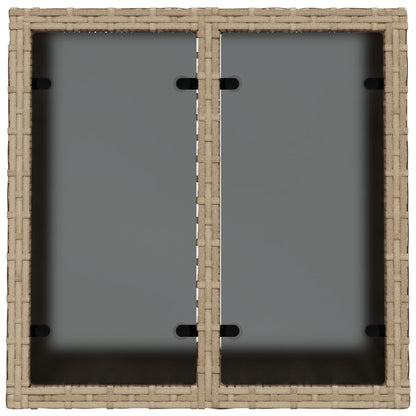 Tuintafel met glazen blad 55x55x37 cm poly rattan beige