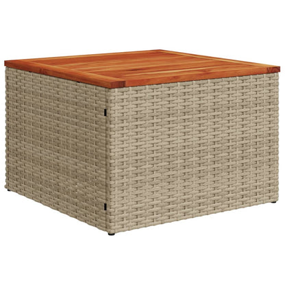 Tuintafel 55x55x37 cm poly rattan en acaciahout beige