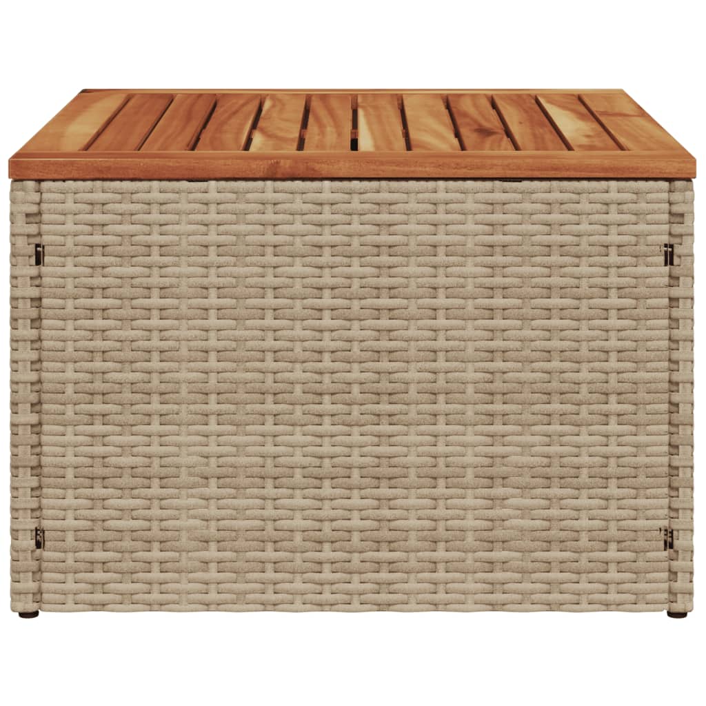 Tuintafel 55x55x37 cm poly rattan en acaciahout beige