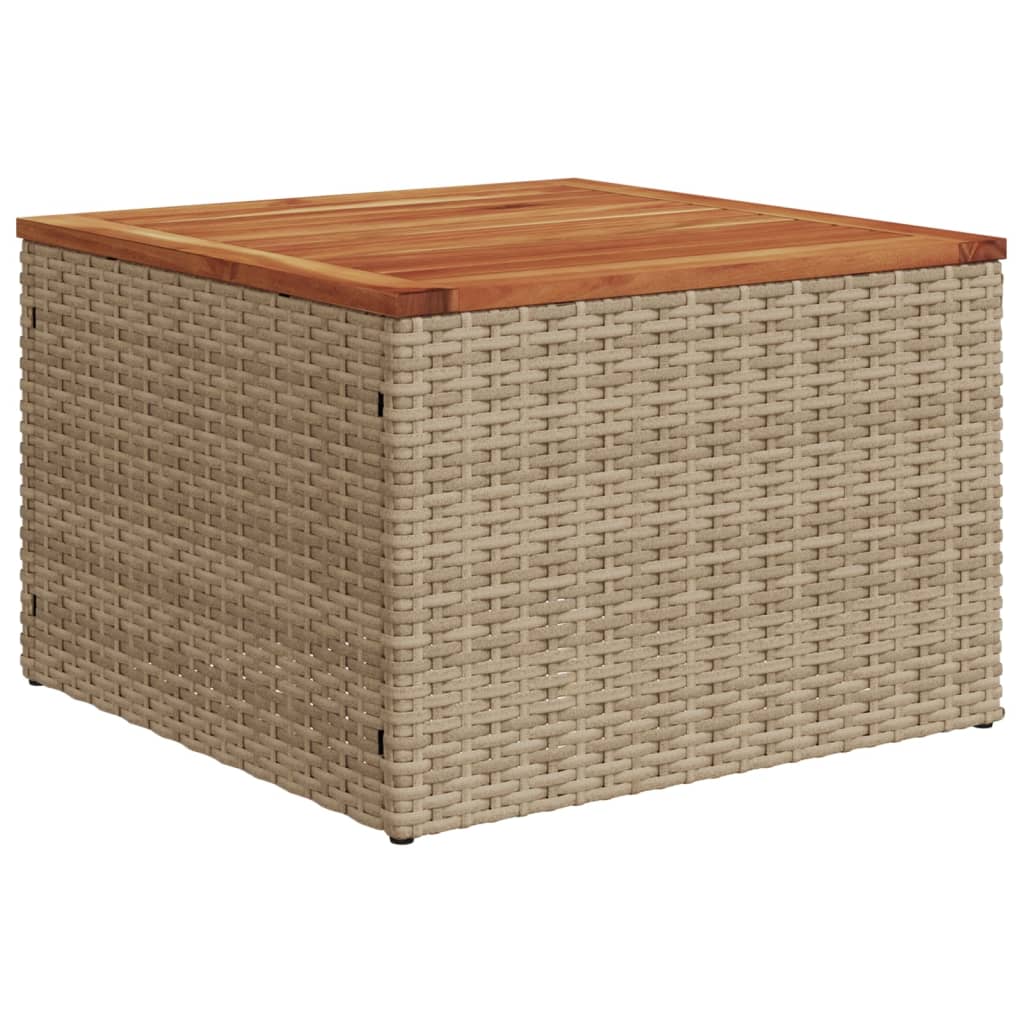 Tuintafel 55x55x37 cm poly rattan en acaciahout beige