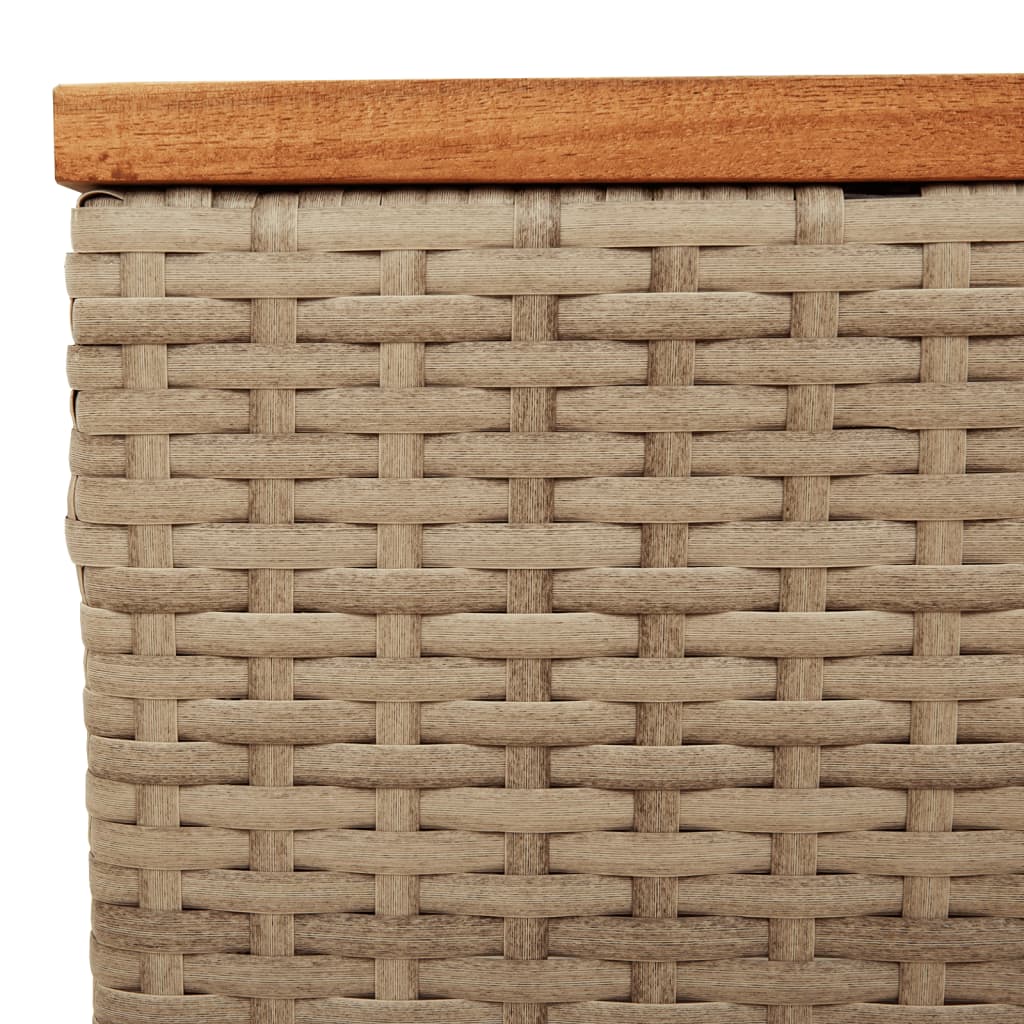 Tuintafel 55x55x37 cm poly rattan en acaciahout beige