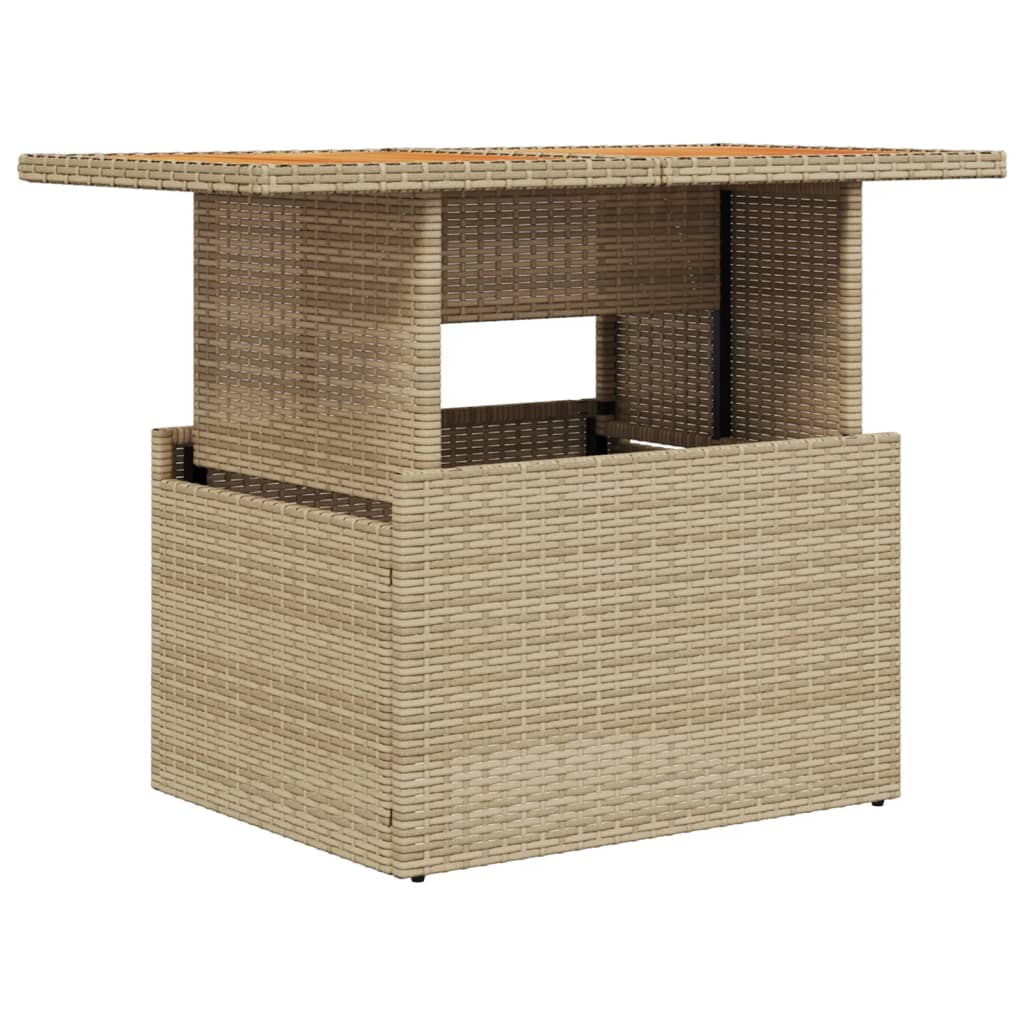 Tuintafel 100x55x73 cm poly rattan en acaciahout beige