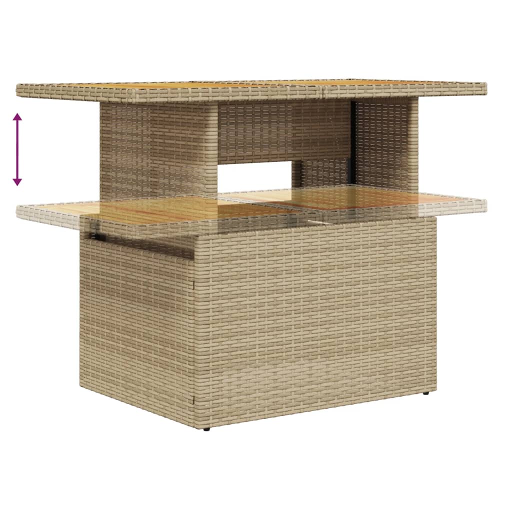 Tuintafel 100x55x73 cm poly rattan en acaciahout beige