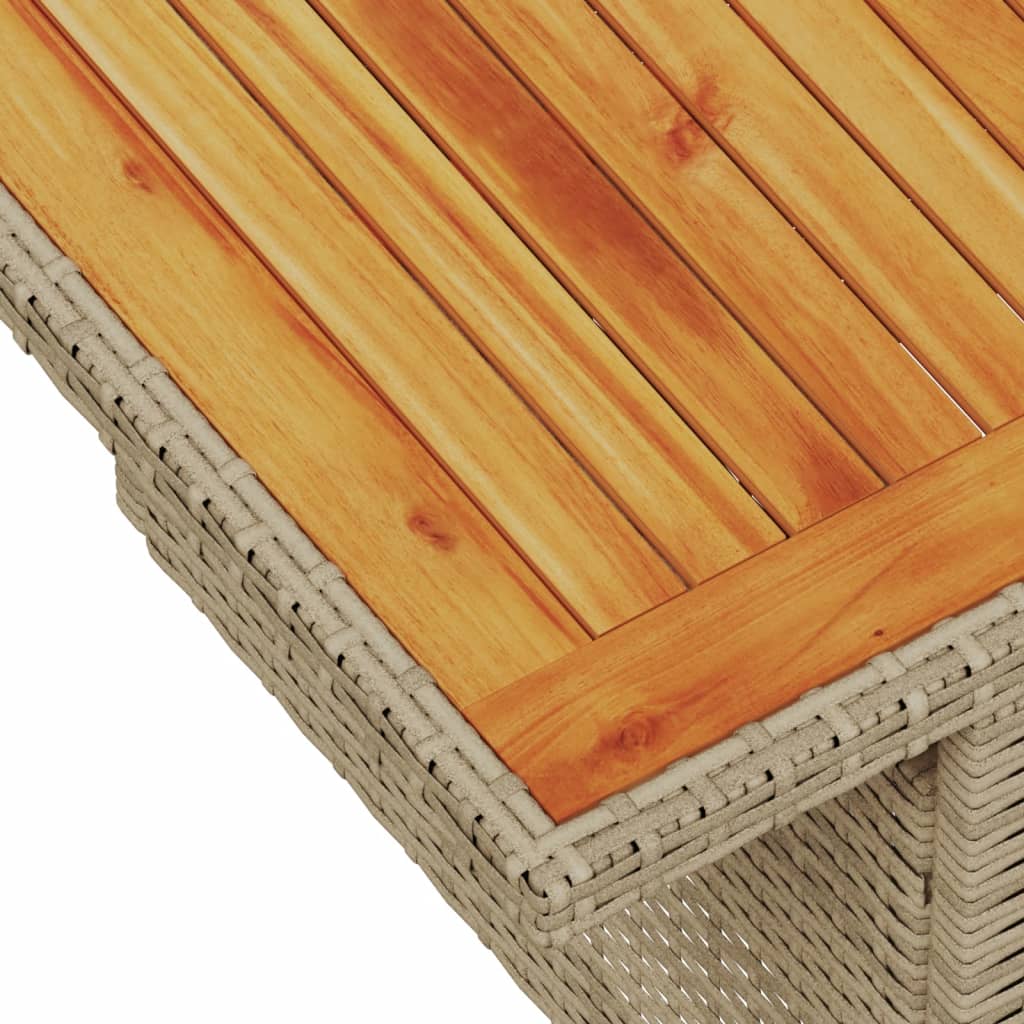 Tuintafel 100x55x73 cm poly rattan en acaciahout beige