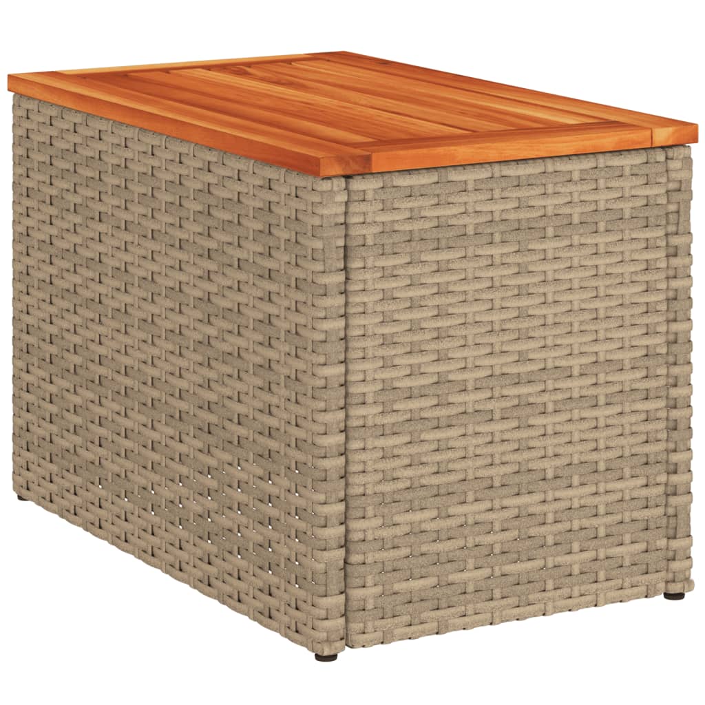 Tuinbijzettafels 2 st 55x34x37 cm poly rattan en hout beige