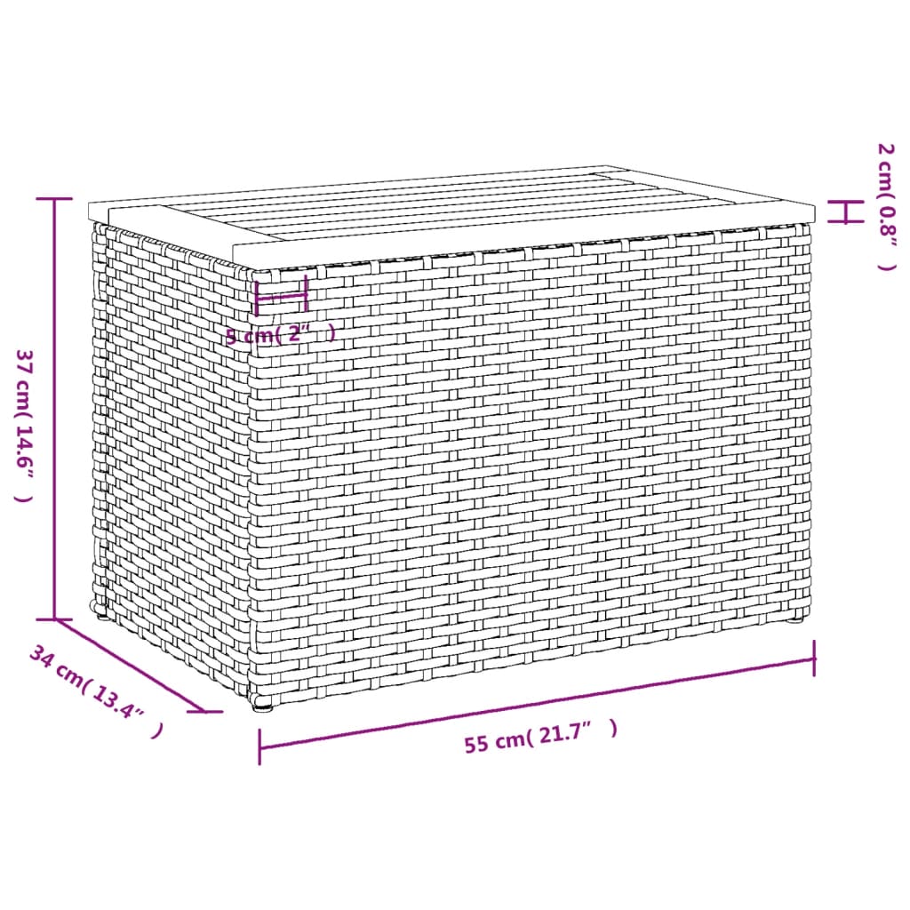 Tuinbijzettafels 2 st 55x34x37 cm poly rattan en hout beige