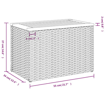 Tuinbijzettafels 2 st 55x34x37 cm poly rattan en hout beige