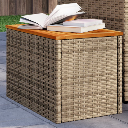 Tuinbijzettafels 2 st 55x34x37 cm poly rattan en hout beige