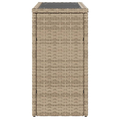 Tuinbijzettafel met glazen blad 58x27,5x55 cm poly rattan beige