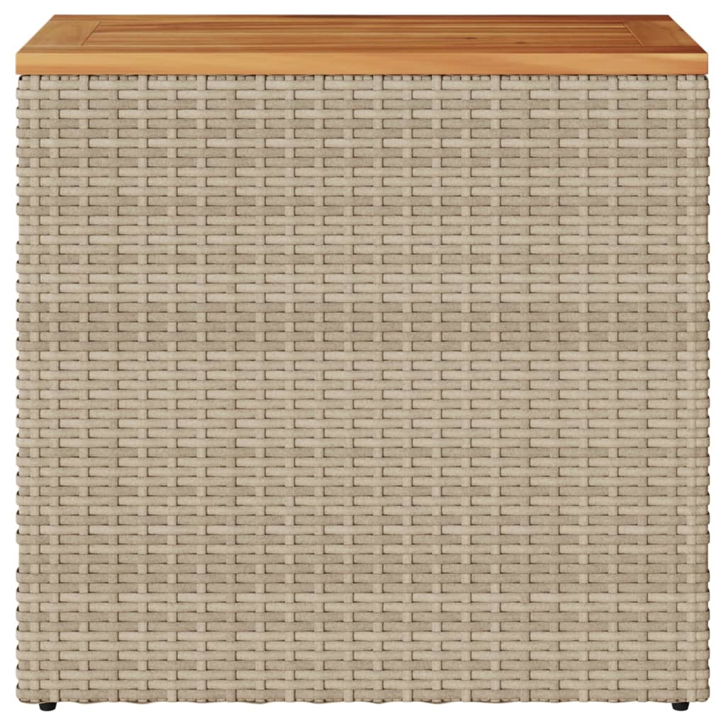 Tuinbijzettafel met houten blad 58x27,5x55 cm poly rattan beige