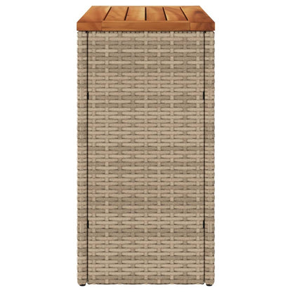 Tuinbijzettafel met houten blad 58x27,5x55 cm poly rattan beige