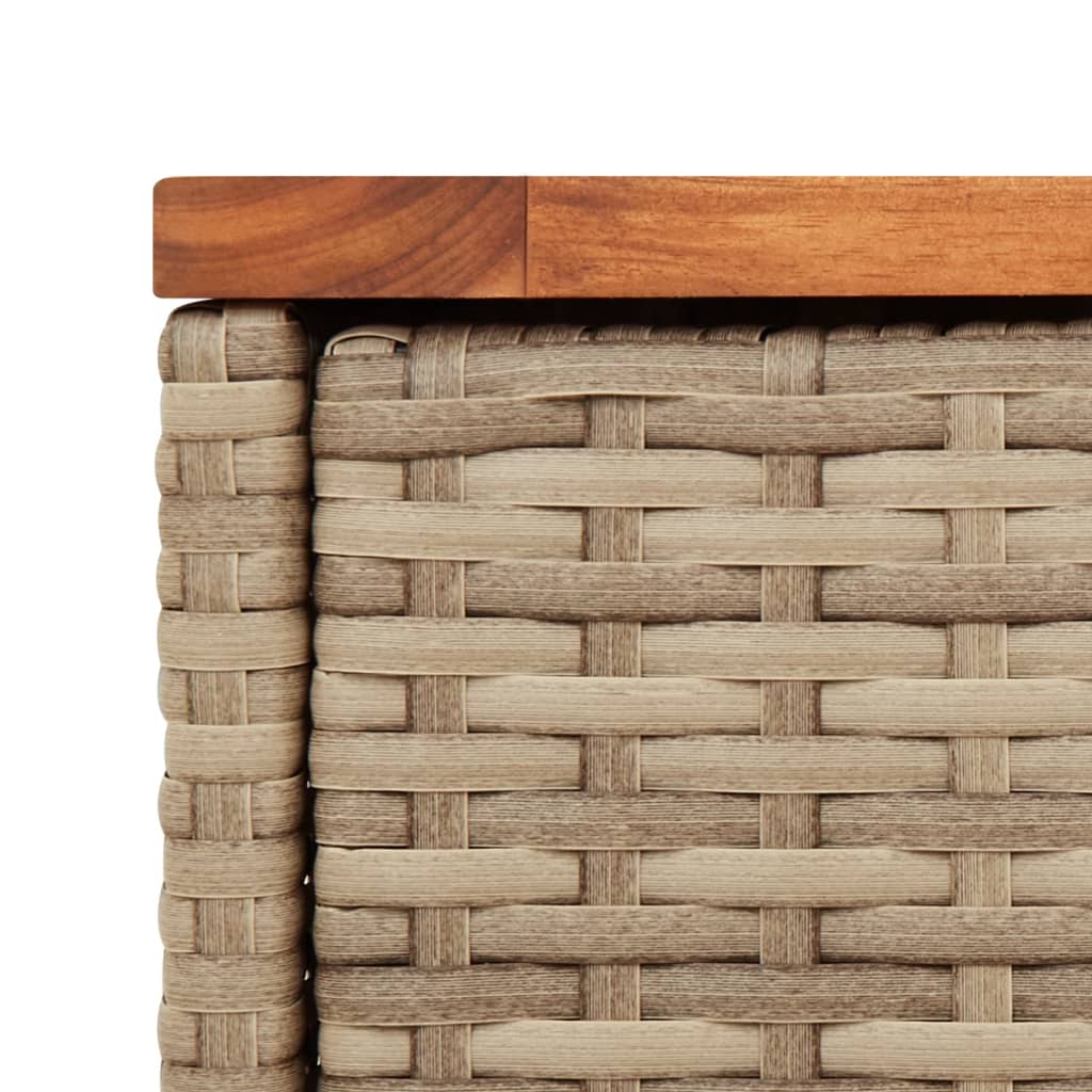 Tuinbijzettafel met houten blad 58x27,5x55 cm poly rattan beige